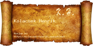 Kolacsek Henrik névjegykártya